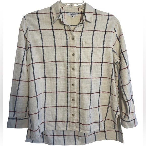 Madewell Flannel Oversized Ex-Boyfriend Shirt in
Windowpane Size Medium - Picture 1 of 10